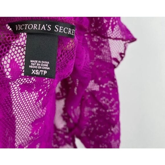 Victoria's Secret Floral Lace Plunge Lingerie Women Extra Small Purple - Picture 6 of 6
